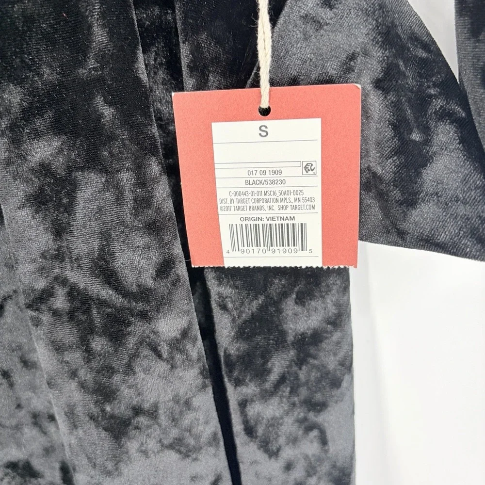 Long Sleeve Black Velvet Velour Mini Dress S Whimsigoth Dark Fairy Rocker Grunge